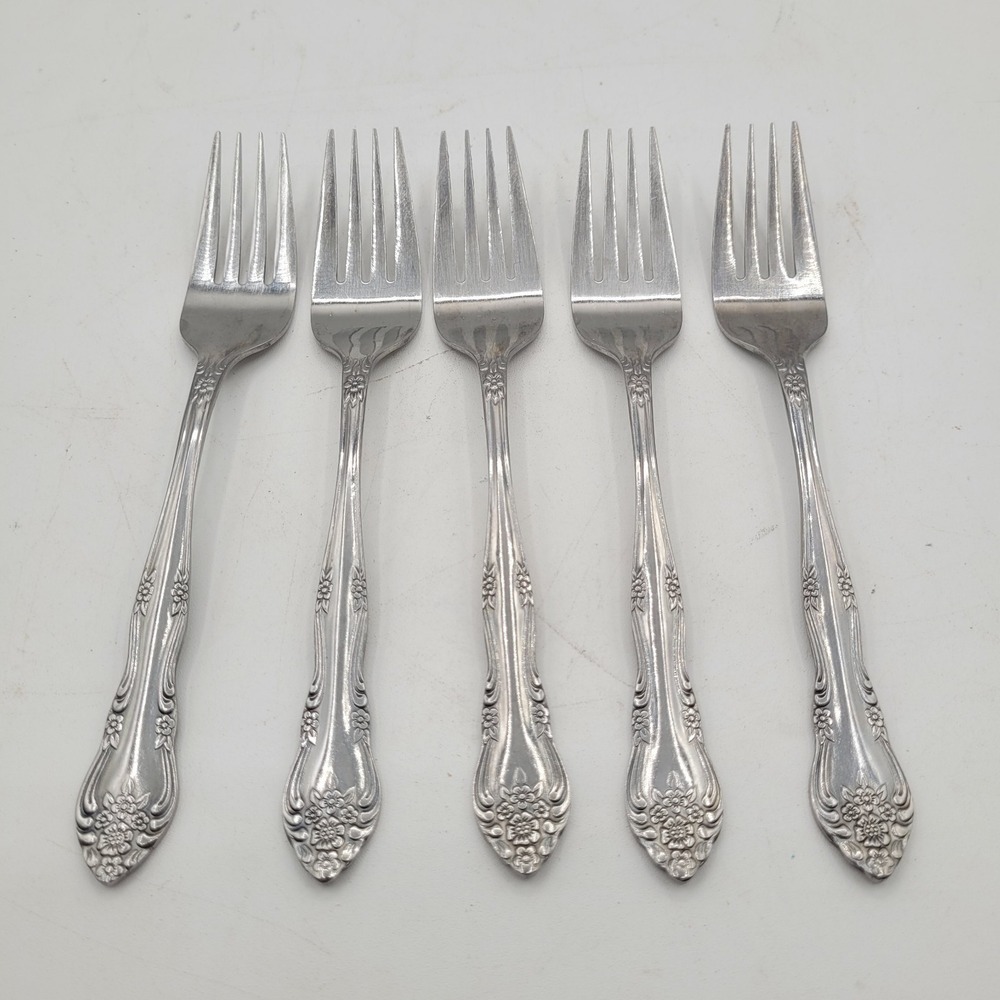 Stanley Roberts / Rogers DREAM ROSE Stainless‎ 5 SALAD FORKS